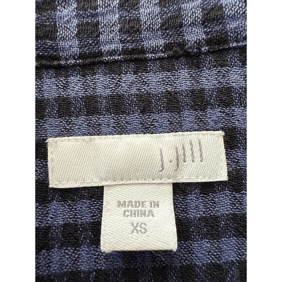 J. Jill Blue Black Check Gauzy Pullover Top Long Sleeve Women’s XS Casual Preppy - Picture 11 of 11